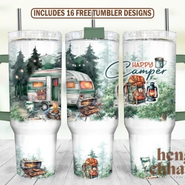 Campervan 30oz or 40oz Tumbler Travel Camping Tent Tumbler Gift For Her Him Birthday Gift LN