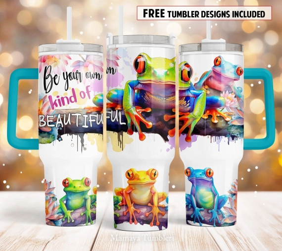 Be your own kind of beautiful 30oz or 40oz Quencher Tumbler Gift For Her Him Birthday Gift LN Funny frogs flower Motivation