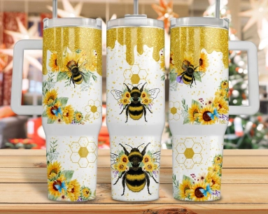 30oz or 40oz Bee Quencher Tumbler Gift For Her Him Birthday Gift LN Flowers Let It Bee Gift