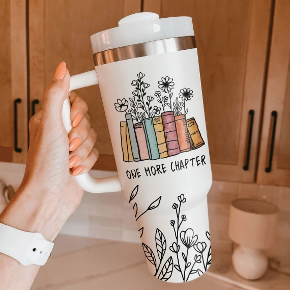 One More Chapter Floral 30oz or 40oz Tumbler HG, for boo ks Lover, Perfect Gift for a book loving, book person or Book Loveer Reader