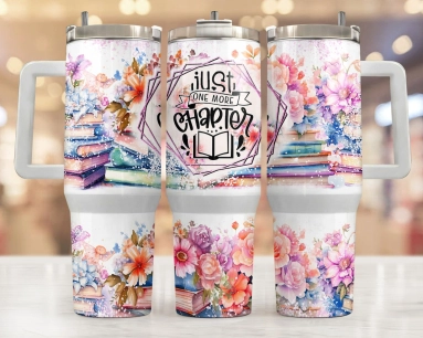 30oz or 40oz Tumbler  Book Tumbler Floral One More Chapter Quencher Tumbler Gift For Her Him Birthday Gift LN