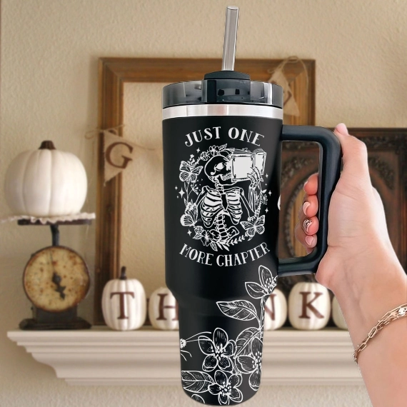 Just One More Chapter 40oz, Book Lover Floral 30oz or 40oz Tumbler HG, Cute Bookish Straw, Book Lover Gifts