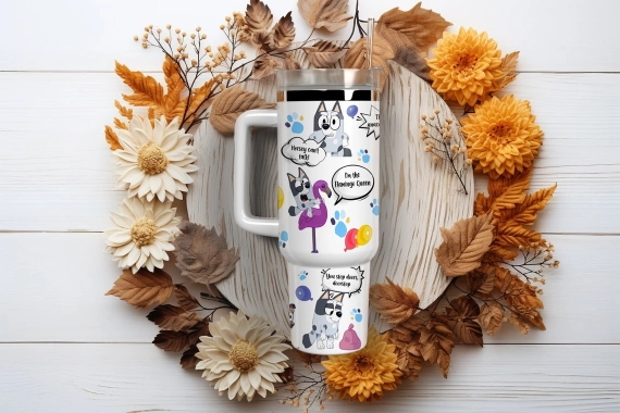Bluey Salad and BBQ Cartoon 30oz or 40oz Quencher Tumbler LN Bluey And Friends
