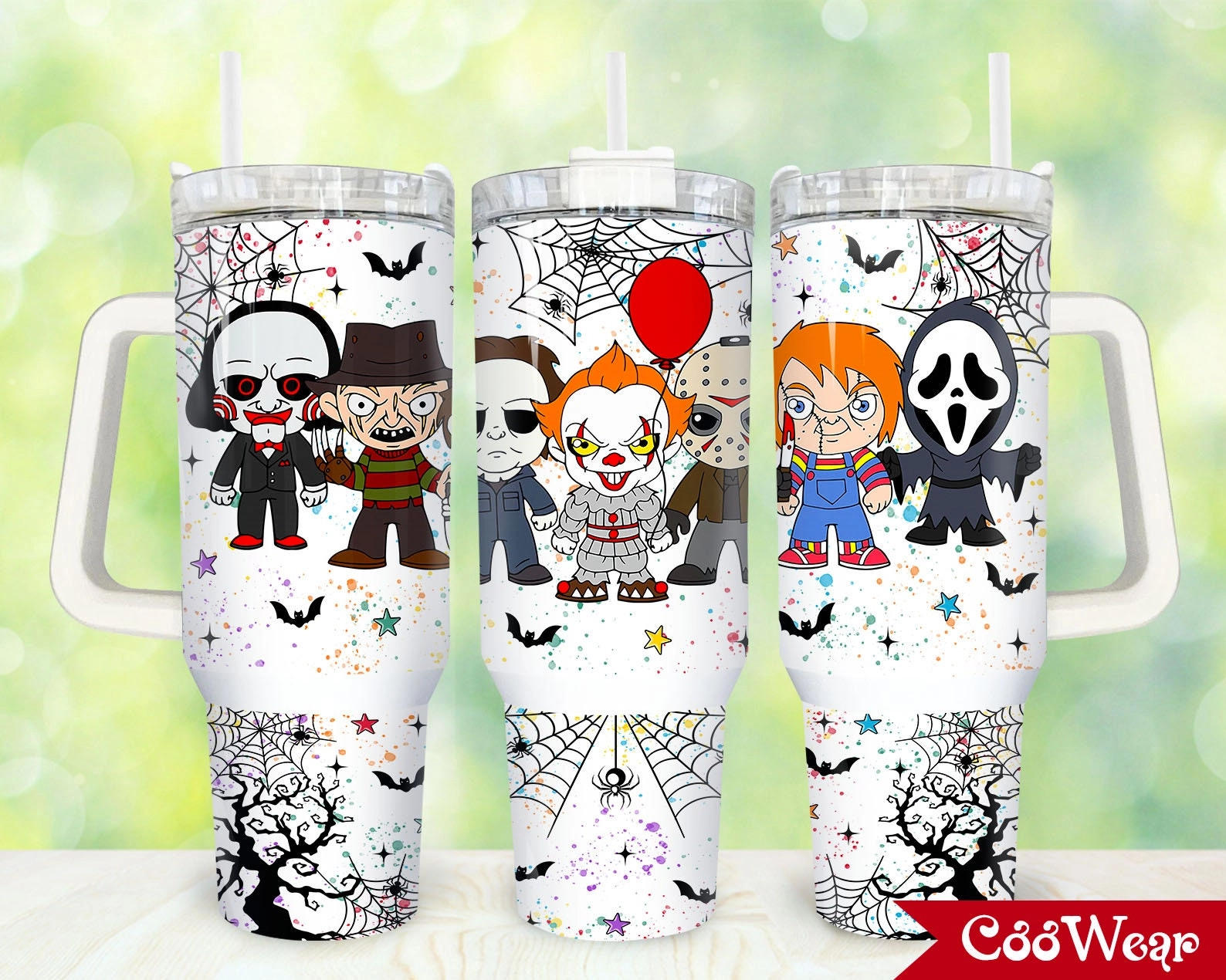 Horror Characters Top Killers 30oz or 40oz Tumbler with Handle, Gift for IT Jason Voorhees Ghostface Chucky Michael Myers Freddy Krueger Birthday Anniversary Tumbler Gift HFN