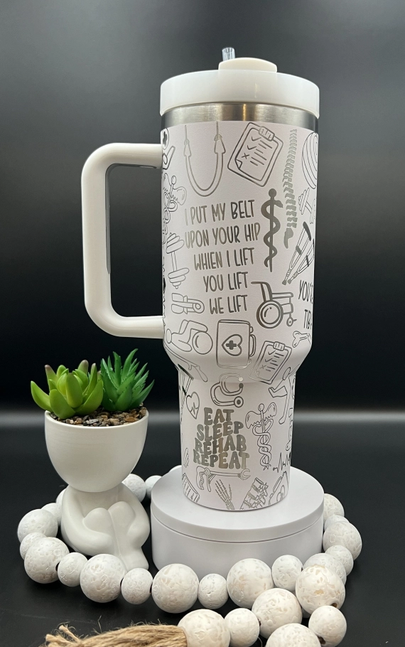Athletic Training Laser Engraved 30oz or 40oz Tumbler with Handle, Birthday Anniversary Tumbler Gift HFN, Custom Engraved Seamless Tumbler, Double Wall Insulated Cup