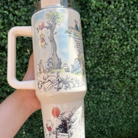 Winnie the Pooh Tumbler Gift| 30oz or 40oz Tumbler with handle, Birthday Anniversary Gift for Disney fan HFN