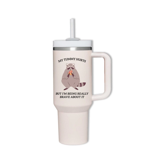 30oz or 40 oz funny raccoon tumbler, raccoon meme gift, my tummy hurts merch, 30oz or 40oz travel mug for him, viral raccoon gift for her, Coffee tumbler HFN