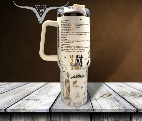 Country Music Zach Bryan Laser Engraved 30oz or 40oz Tumbler with Handle, Birthday Anniversary Tumbler Gift HFN, Gift for Country Music Lover