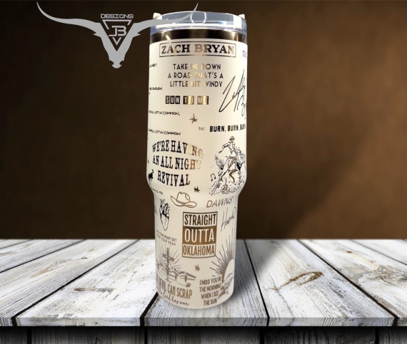 Country Music Zach Bryan Laser Engraved 30oz or 40oz Tumbler with Handle, Birthday Anniversary Tumbler Gift HFN, Gift for Country Music Lover