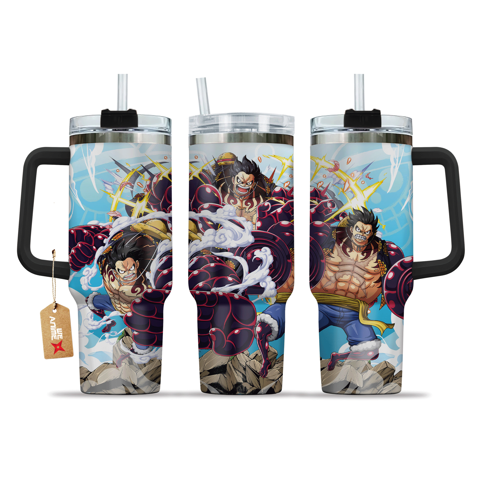 Monkey D. Luffy Gear 4 One Piece Anime Custom 30oz or 40oz Quencher Stainless Steel Tumbler With Handle, Best Gift Idea NVA, Best Gift Idea NVA