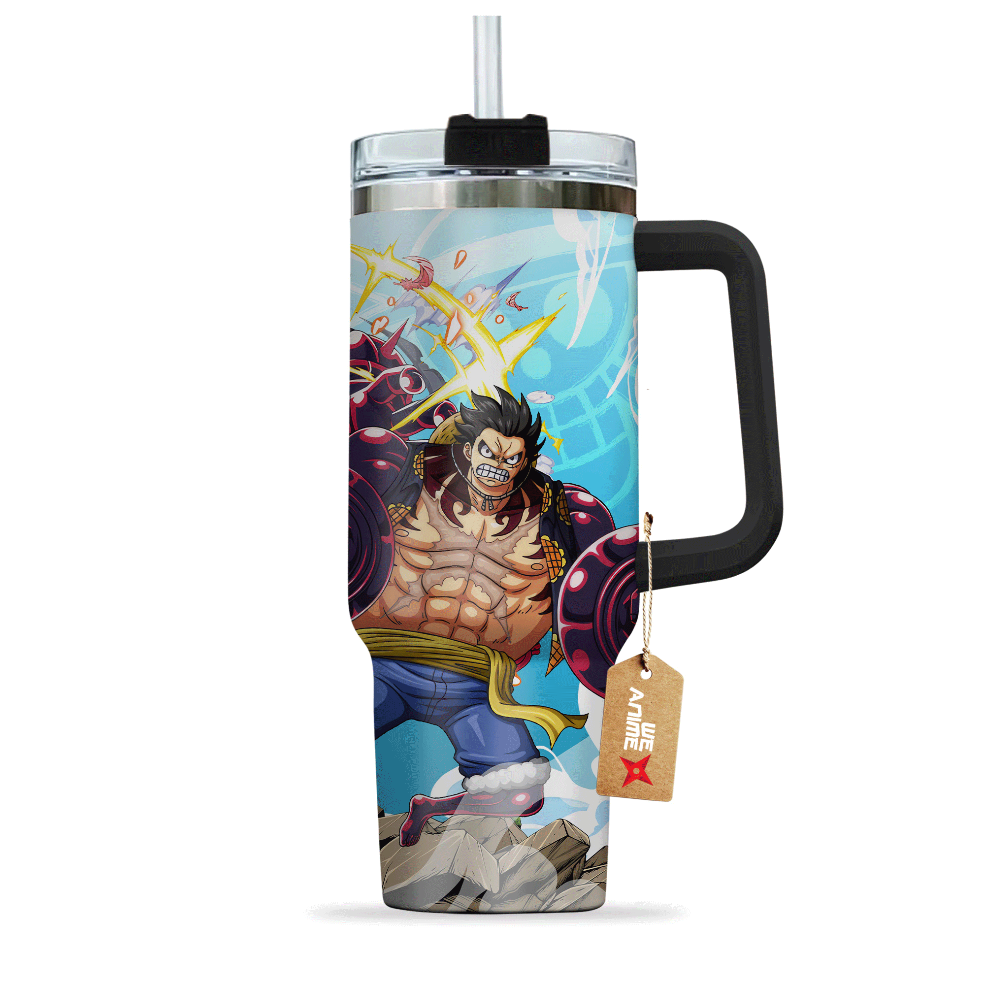 Monkey D. Luffy Gear 4 One Piece Anime Custom 30oz or 40oz Quencher Stainless Steel Tumbler With Handle, Best Gift Idea NVA, Best Gift Idea NVA