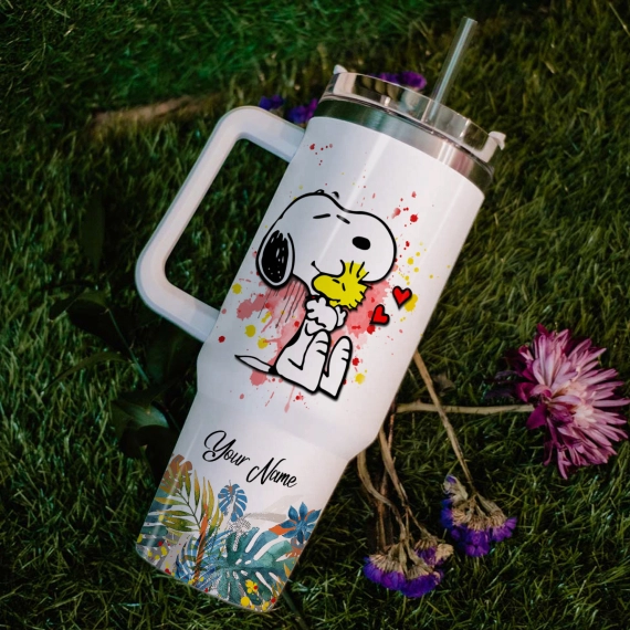 Snoopy Peanuts Cartoon Custom Quencher 30oz or 40oz Stainless Steel Tumbler HG With Handle