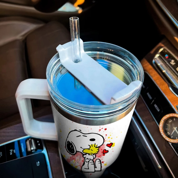 Snoopy Peanuts Cartoon Custom Quencher 30oz or 40oz Stainless Steel Tumbler HG With Handle