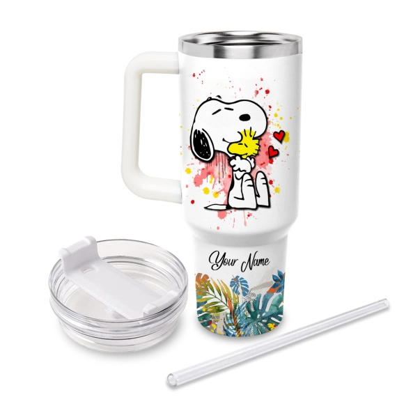 Snoopy Peanuts Cartoon Custom Quencher 30oz or 40oz Stainless Steel Tumbler HG With Handle