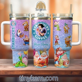 Snow White and the Seven Dwarfs Glitter Starbucks Disney Cartoon Custom Stanley Quencher 30oz or 40oz Stainless Steel Tumbler With Handle HG