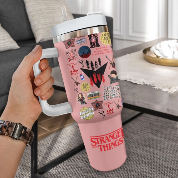 Stranger Things TV Series Custom Quencher 30oz or 40oz Stainless Steel Tumbler With Handle, Best Gifts NVA