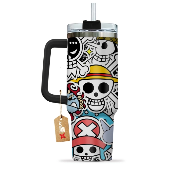 Straw Hat Pirates One Piece Anime Custom 30oz or 40oz Quencher Stainless Steel Tumbler With Handle, Best Gift Idea NVA, Best Gift Idea NVA
