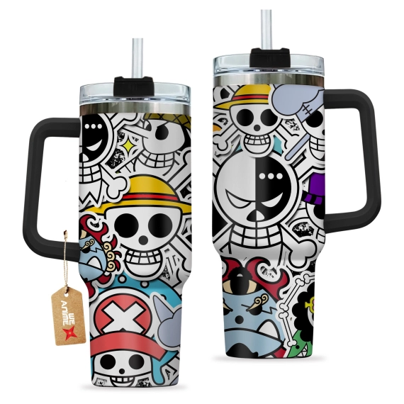 Straw Hat Pirates One Piece Anime Custom 30oz or 40oz Quencher Stainless Steel Tumbler With Handle, Best Gift Idea NVA, Best Gift Idea NVA