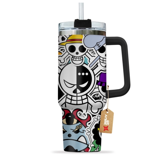 Straw Hat Pirates One Piece Anime Custom 30oz or 40oz Quencher Stainless Steel Tumbler With Handle, Best Gift Idea NVA, Best Gift Idea NVA