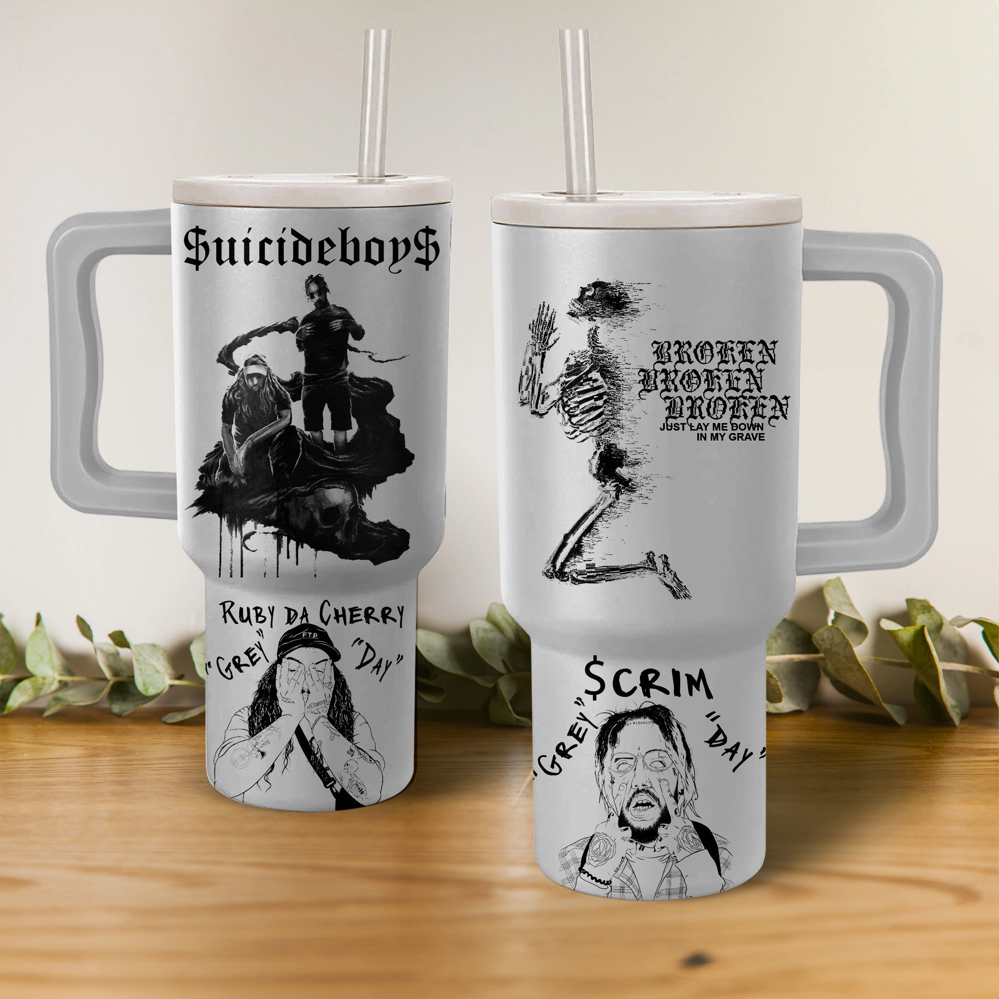 Suicideboys Music Custom Stanley Quencher 40oz Stainless Steel Tumbler HG With Handle