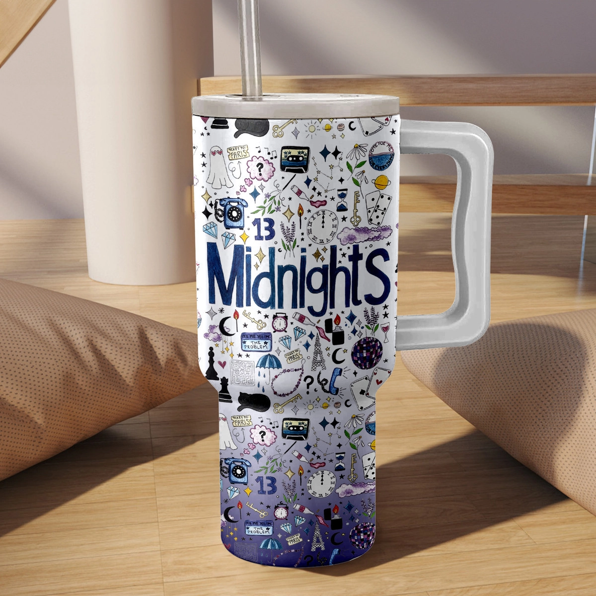 Taylor Swift Midnights Album Music Custom Stanley Quencher 40oz Stainless Steel Tumbler HG With Handle