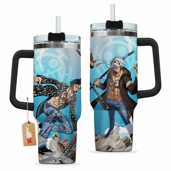Trafalgar D. Law One Piece Anime Custom 30oz or 40oz Quencher Stainless Steel Tumbler With Handle, Best Gift Idea NVA, Best Gift Idea NVA