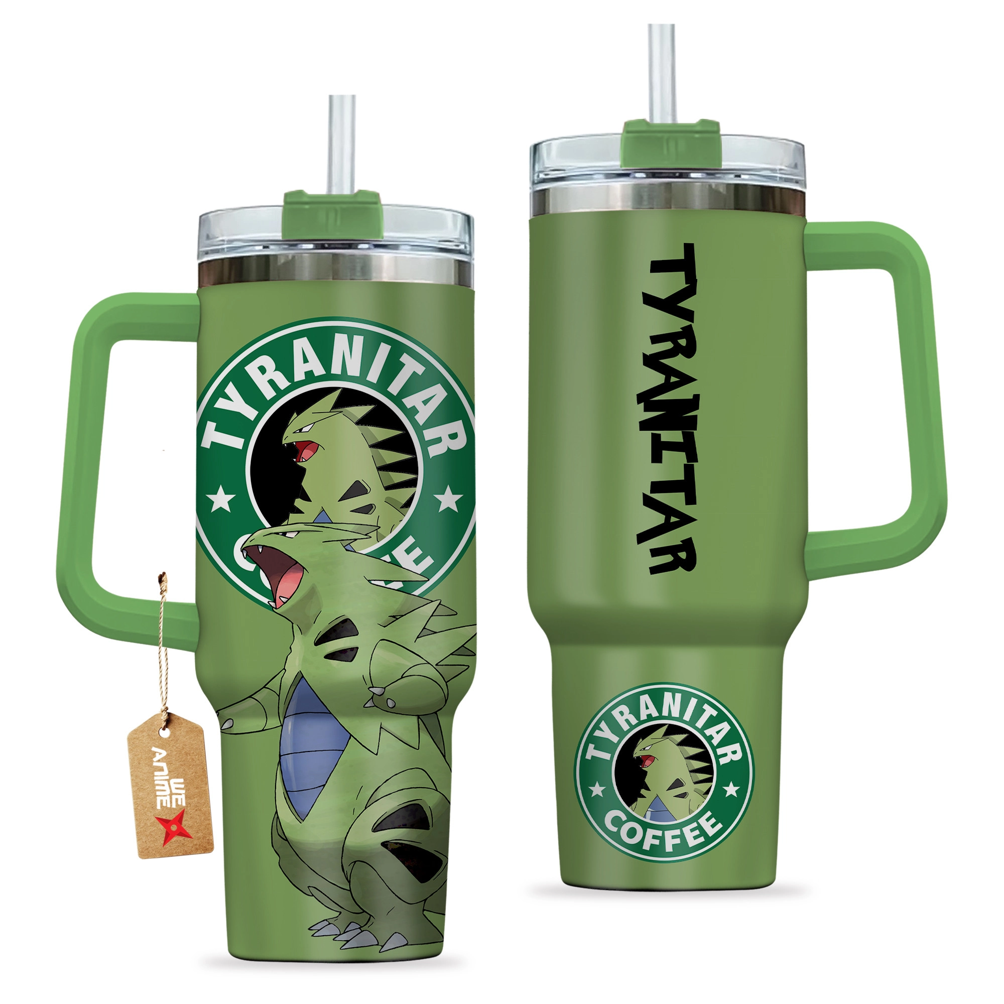 Tyranitar Coffee Pokemon Anime Custom Quencher 30oz or 40oz Stainless Steel Tumbler With Handle HG