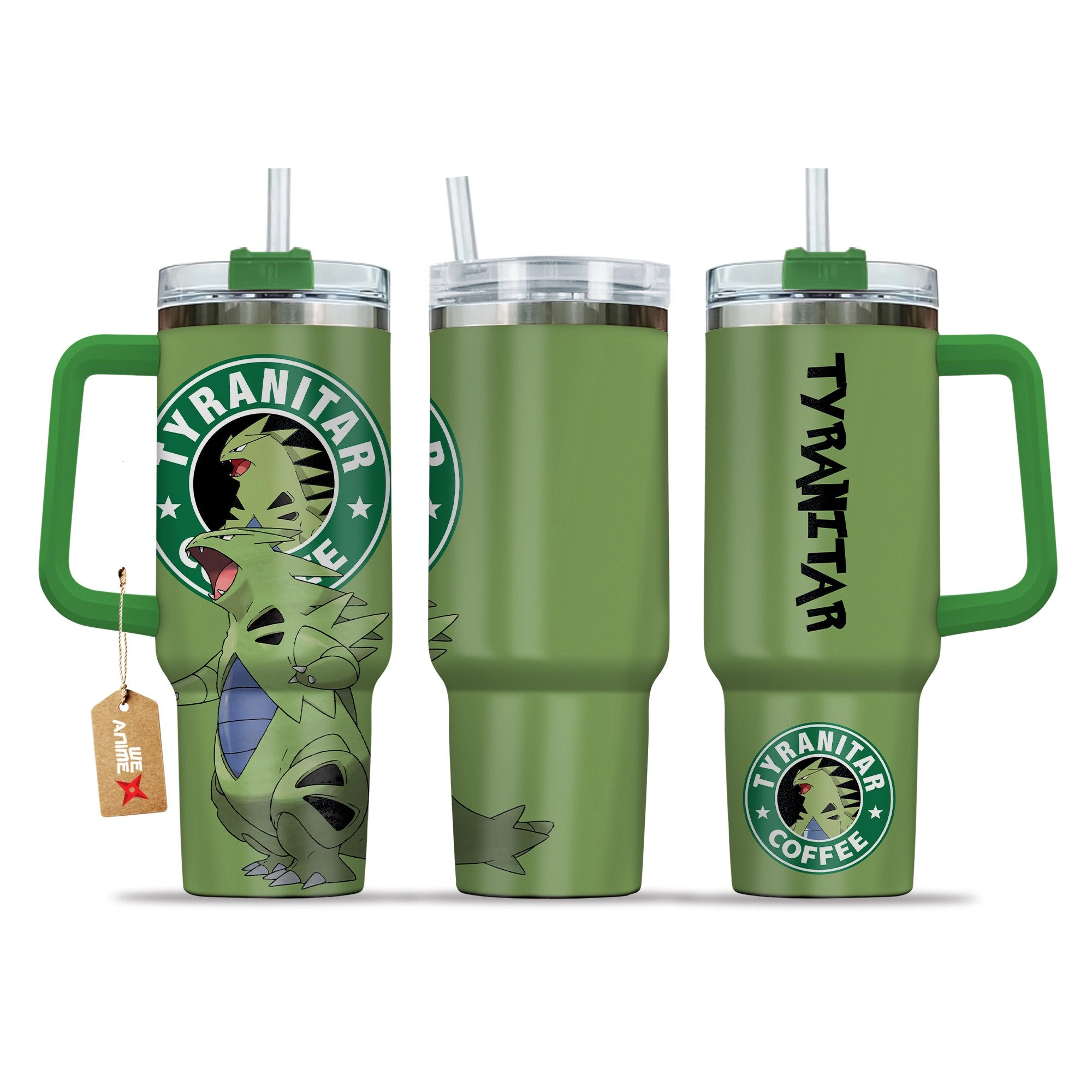 Tyranitar Coffee Pokemon Anime Custom Quencher 30oz or 40oz Stainless Steel Tumbler With Handle HG