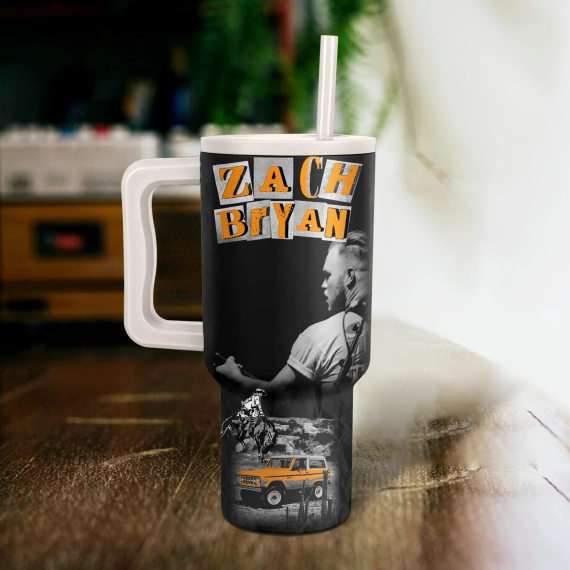 Zach Bryan Music Custom Stanley Quencher 40oz Stainless Steel Tumbler HG With Handle