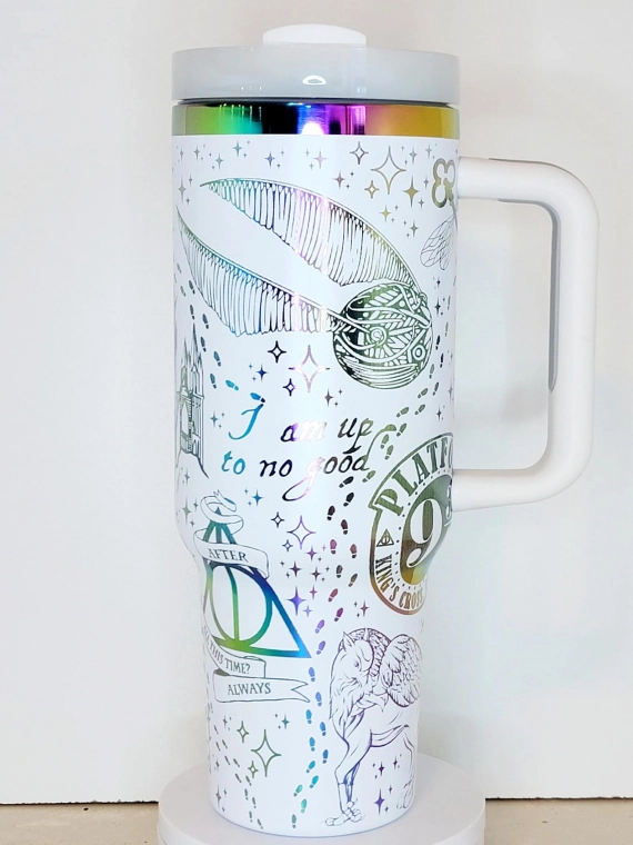 Hogwart Wizard Engraved  30oz 40oz Tumbler Hippogriff Castles Magic Owls Wands HG