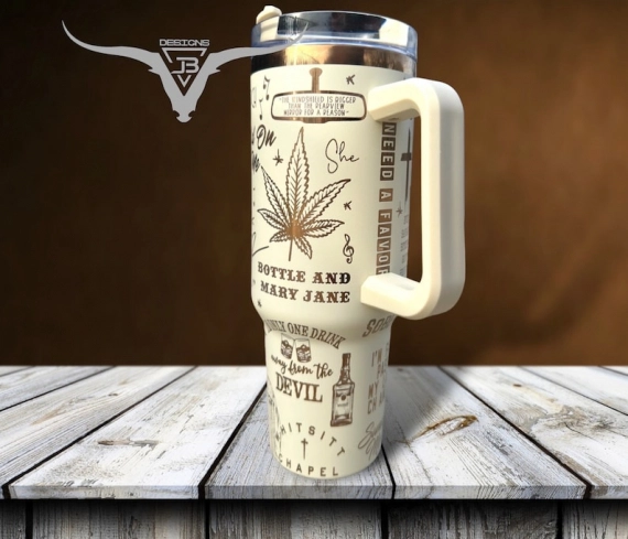 Country Music Jelly Roll Laser Engraved  Custom Stanley Quencher HG 30oz or 40oz Engraved  Stainless Steel Tumbler With Handle