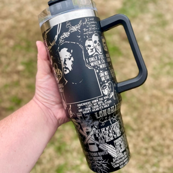 Country Music Jelly Roll Laser Engraved  Custom Stanley Quencher HG 30oz or 40oz Engraved  Stainless Steel Tumbler With Handle