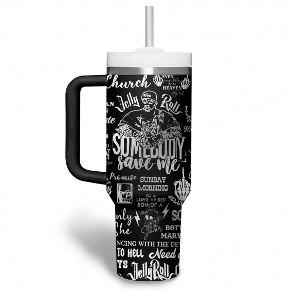 Jelly Roll Music Custom Stanley Quencher 30oz or 40oz Stainless Steel Tumbler With Handle HG