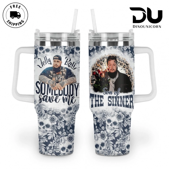 Jelly Roll Music Custom Stanley Quencher 30oz or 40oz Stainless Steel Tumbler With Handle HG
