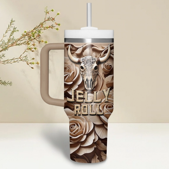 Jelly Roll Music Custom Stanley Quencher 30oz or 40oz Stainless Steel Tumbler With Handle HG