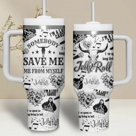 Jelly Roll Music Custom Stanley Quencher 30oz or 40oz Stainless Steel Tumbler With Handle HG