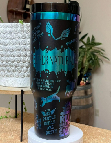 Supernatural Inspired Engraved Tumbler 30oz or 40oz with Handle & Straw, Gift For Him, Gift For Her, Personalized Gifts, Bridesmaid HCA Tumbler