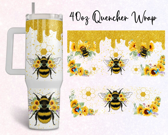 Bee 30oz or 40oz Quencher Tumbler Gift For Her Him Birthday Gift LN Flowers Let It Bee Gift New