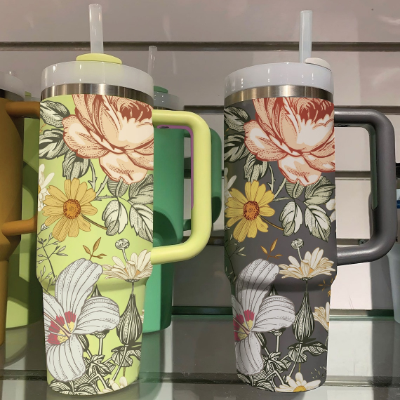 Floral Boho Flowers 30oz or 40oz Tumbler Spring 40oz Tumbler with Lid and Straw Gift For Her Him Birthday Gift LN newchi