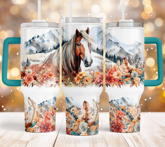 Horse 30oz or 40oz Quencher Tumbler Gift For Her Him Birthday Gift LN Mountain landscap Boho Flowers Waterslide Newchi