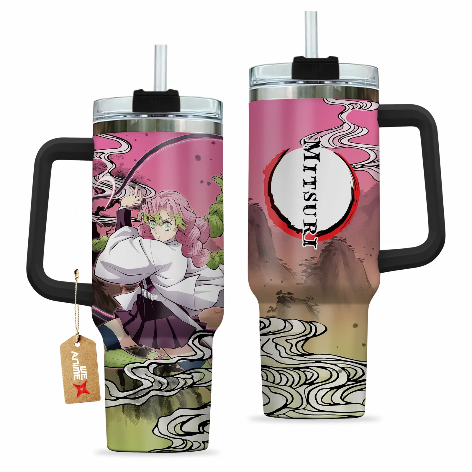 Mitsuri Kanroji Kimestu no Yaiba Demon Slayer Anime Custom Quencher 30oz or 40oz Stainless Steel Tumbler With Handle HFN